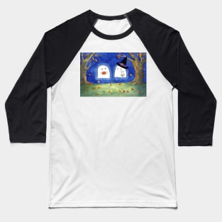 Cute ghosts on Halloween Baseball T-Shirt